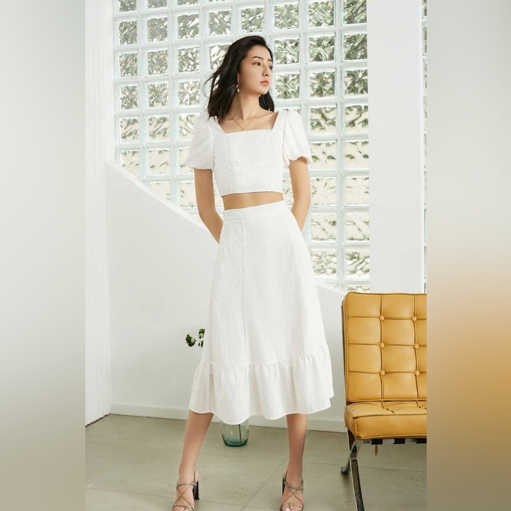 J.ING Jing White Midi Skirt Size S/M NWT